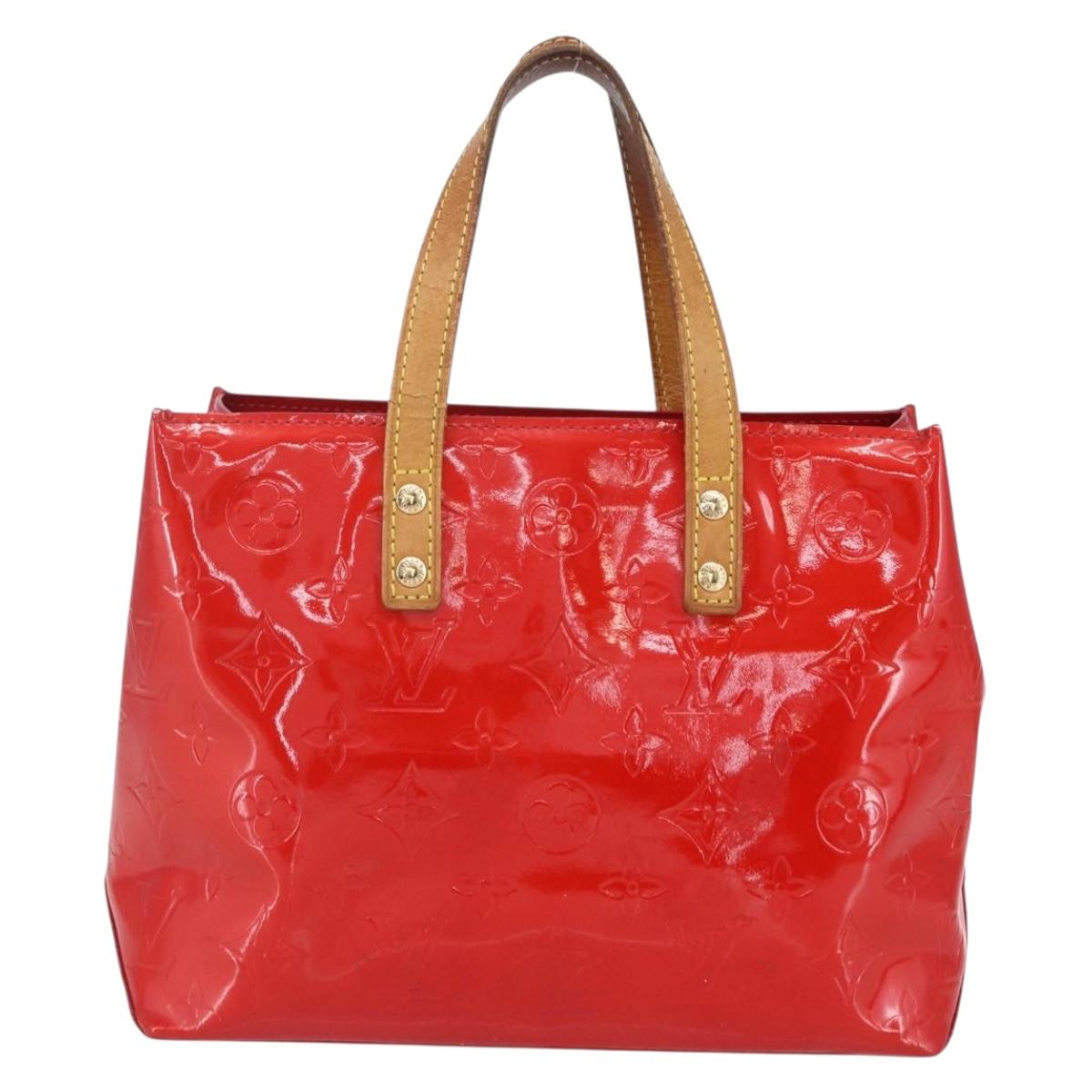 LOUIS VUITTON Monogram Vernis Reade PM Hand Bag Red Rouge M91088 LV Auth 154834