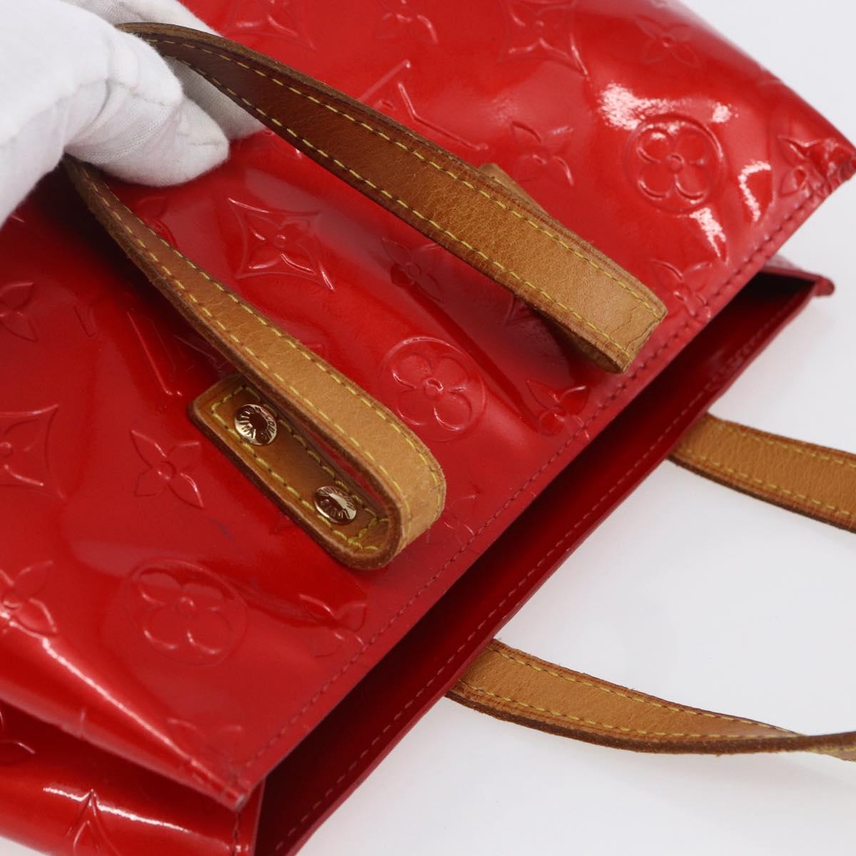 LOUIS VUITTON Monogram Vernis Reade PM Hand Bag Red Rouge M91088 LV Auth 154834