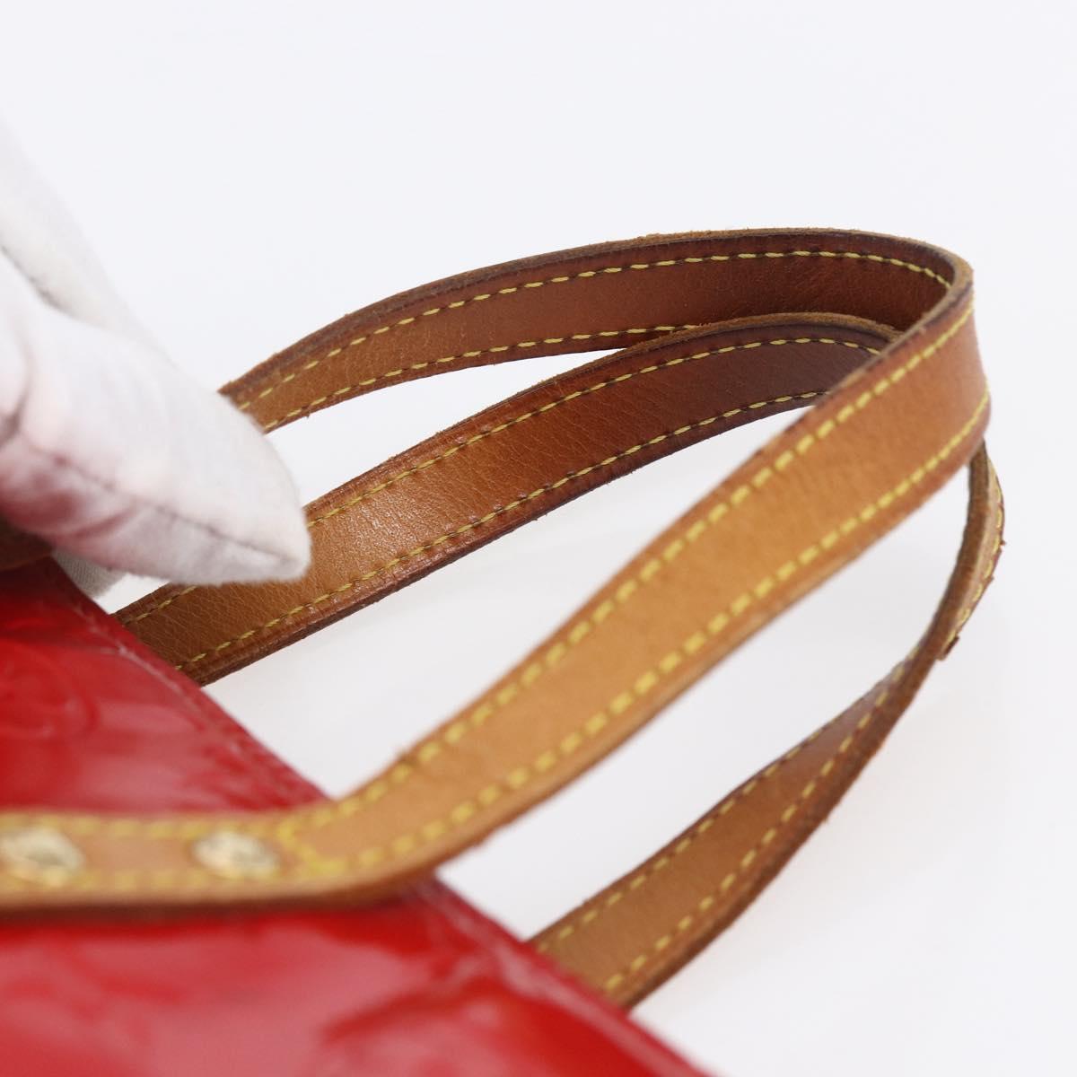 LOUIS VUITTON Monogram Vernis Reade PM Hand Bag Red Rouge M91088 LV Auth 154834