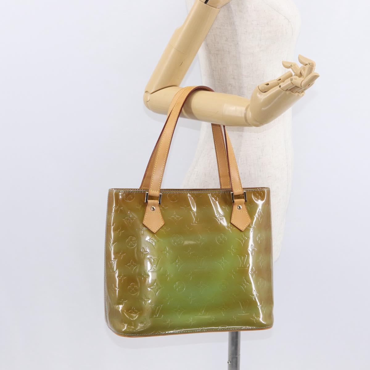 LOUIS VUITTON Monogram Vernis Houston Hand Bag Baby Blue M91005 LV Auth 154838