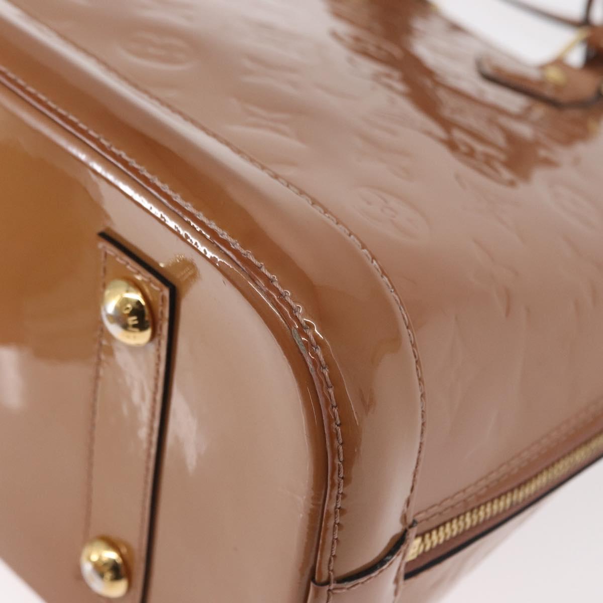 LOUIS VUITTON Monogram Vernis Alma PM Hand Bag Rose Velours M91583 Auth 154840
