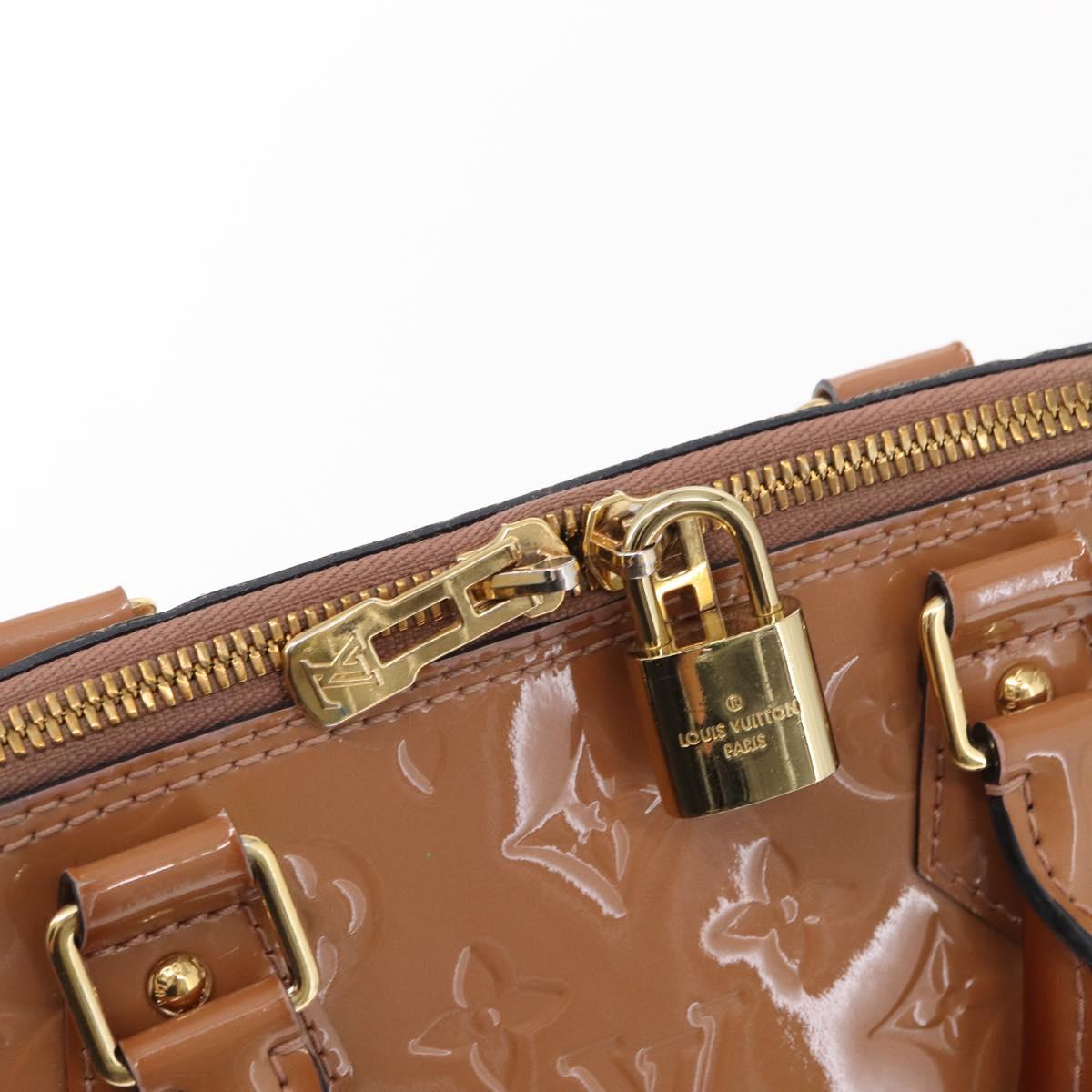 LOUIS VUITTON Monogram Vernis Alma PM Hand Bag Rose Velours M91583 Auth 154840