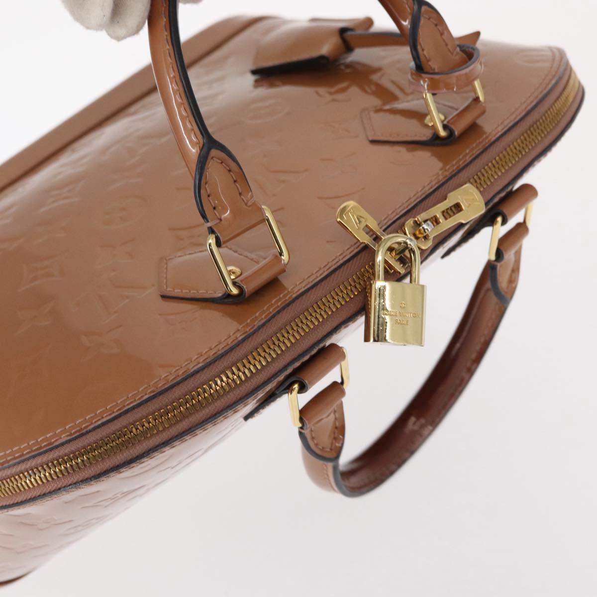 LOUIS VUITTON Monogram Vernis Alma PM Hand Bag Rose Velours M91583 Auth 154840