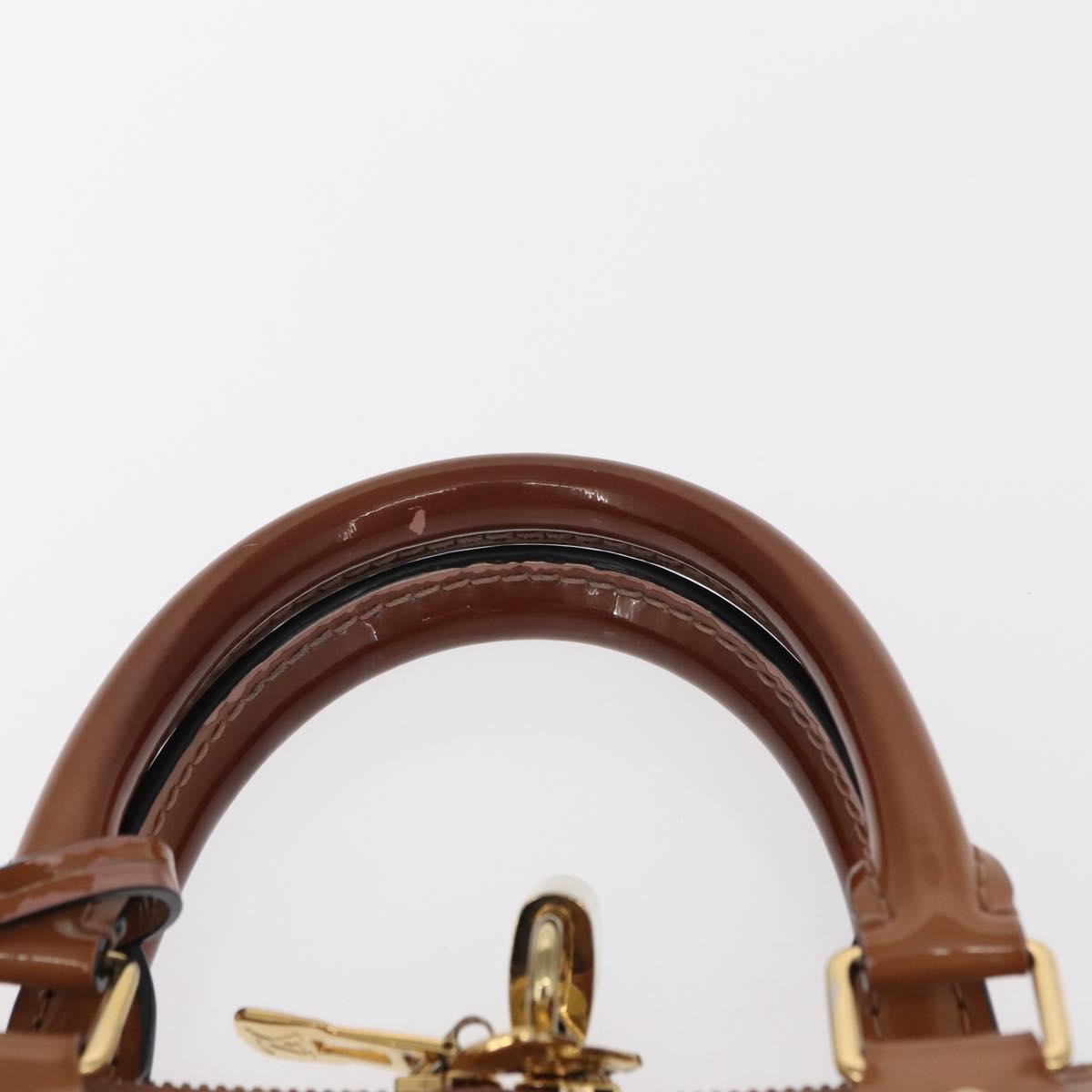 LOUIS VUITTON Monogram Vernis Alma PM Hand Bag Rose Velours M91583 Auth 154840