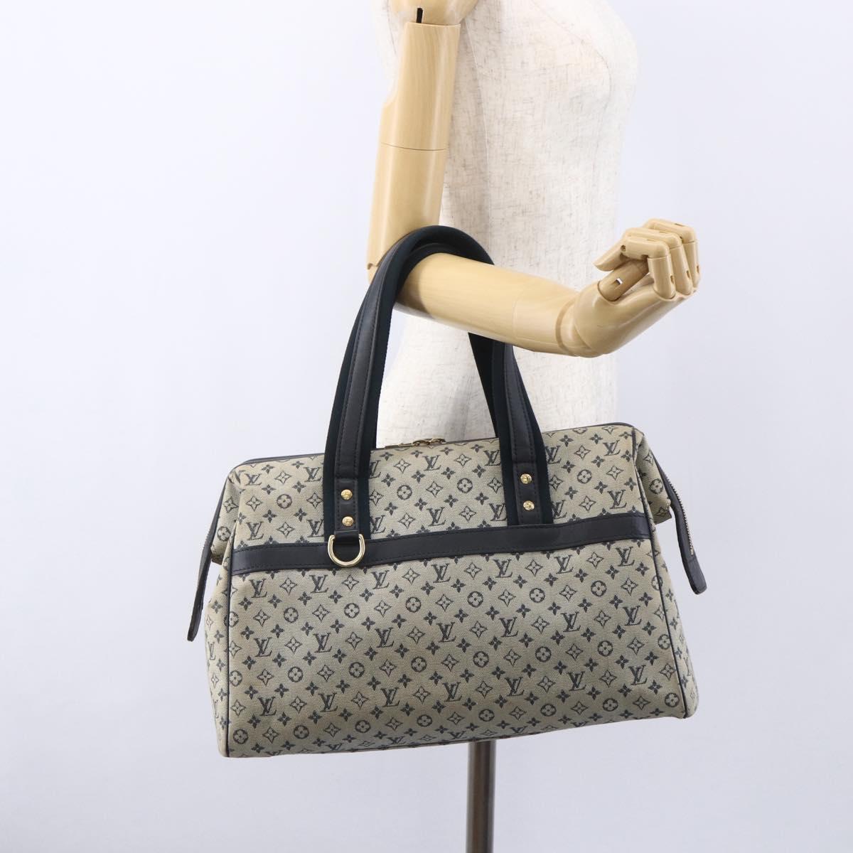 LOUIS VUITTON Monogram Mini Josephine GM Hand Bag Blue M92211 LV Auth 154847