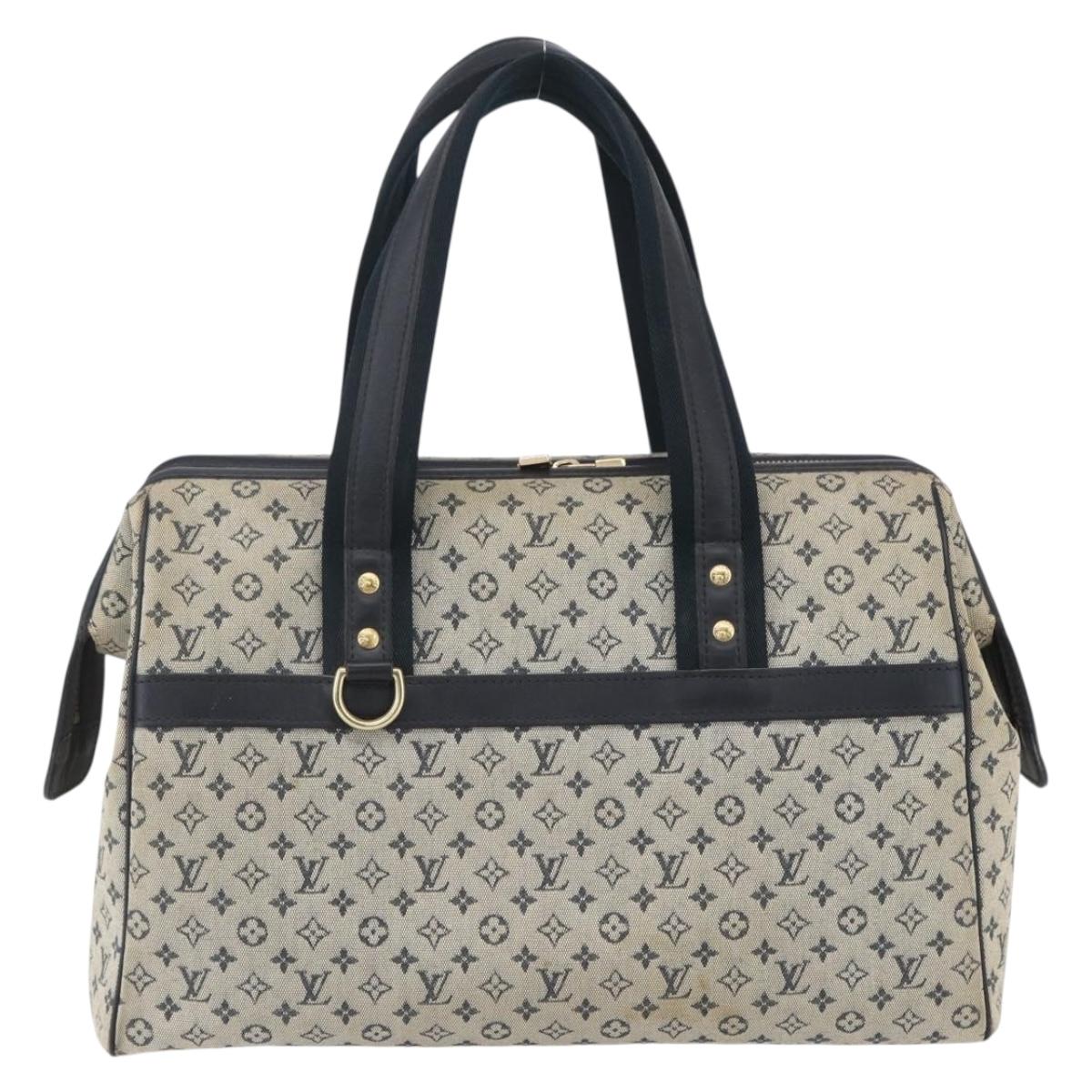 LOUIS VUITTON Monogram Mini Josephine GM Hand Bag Blue M92211 LV Auth 154847