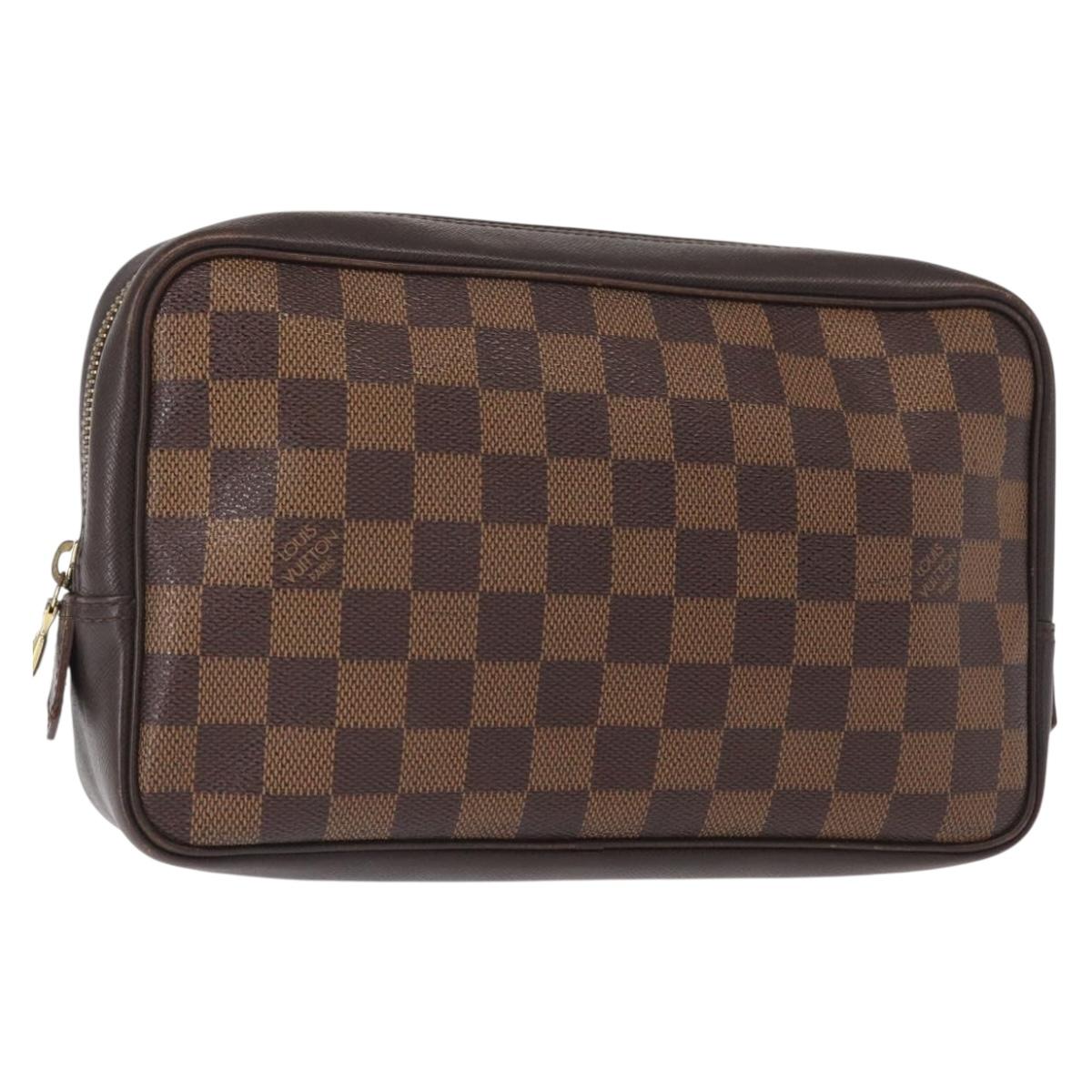 LOUIS VUITTON Damier Ebene Trousse Toilette 25 Clutch Bag N47624 LV Auth 154853