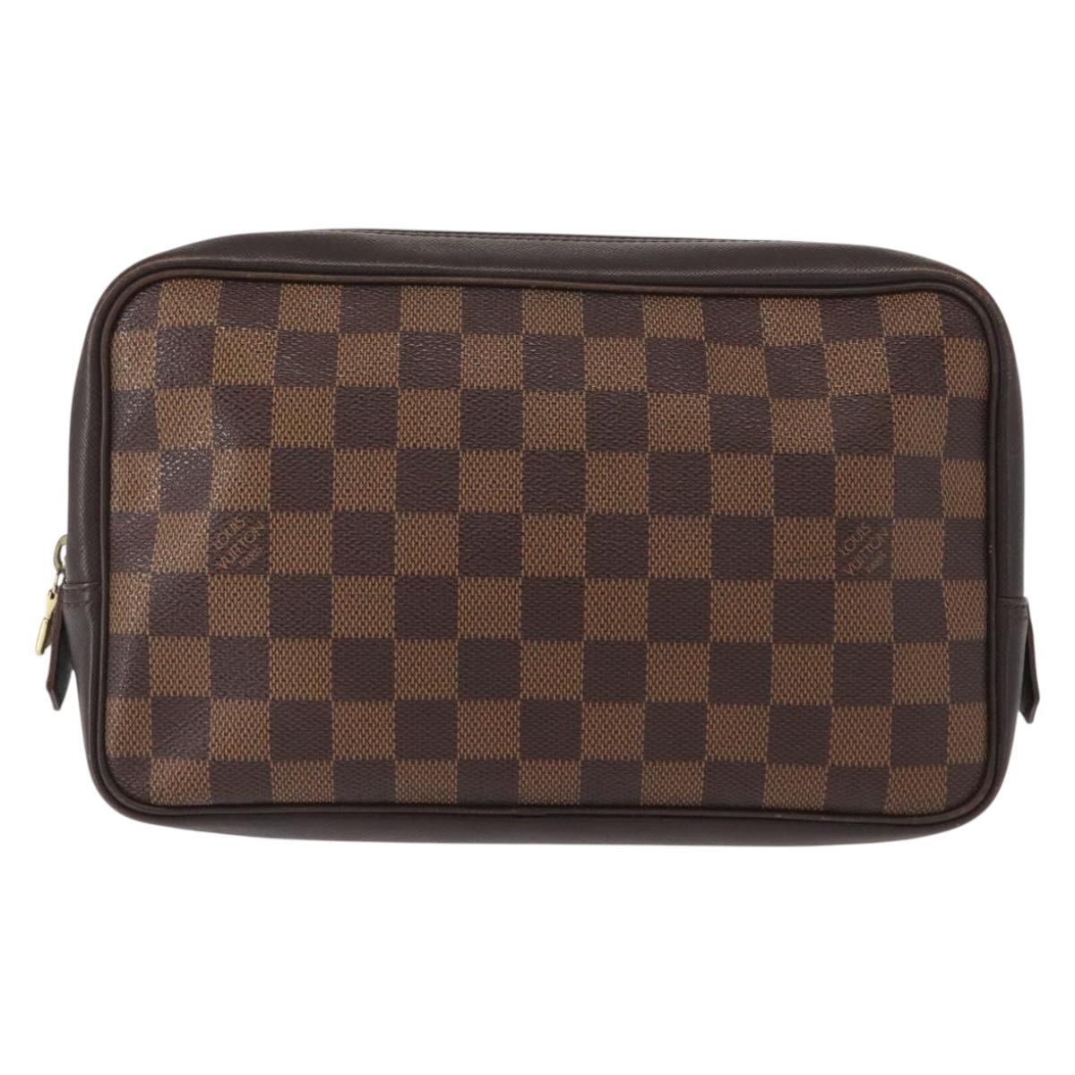LOUIS VUITTON Damier Ebene Trousse Toilette 25 Clutch Bag N47624 LV Auth 154853