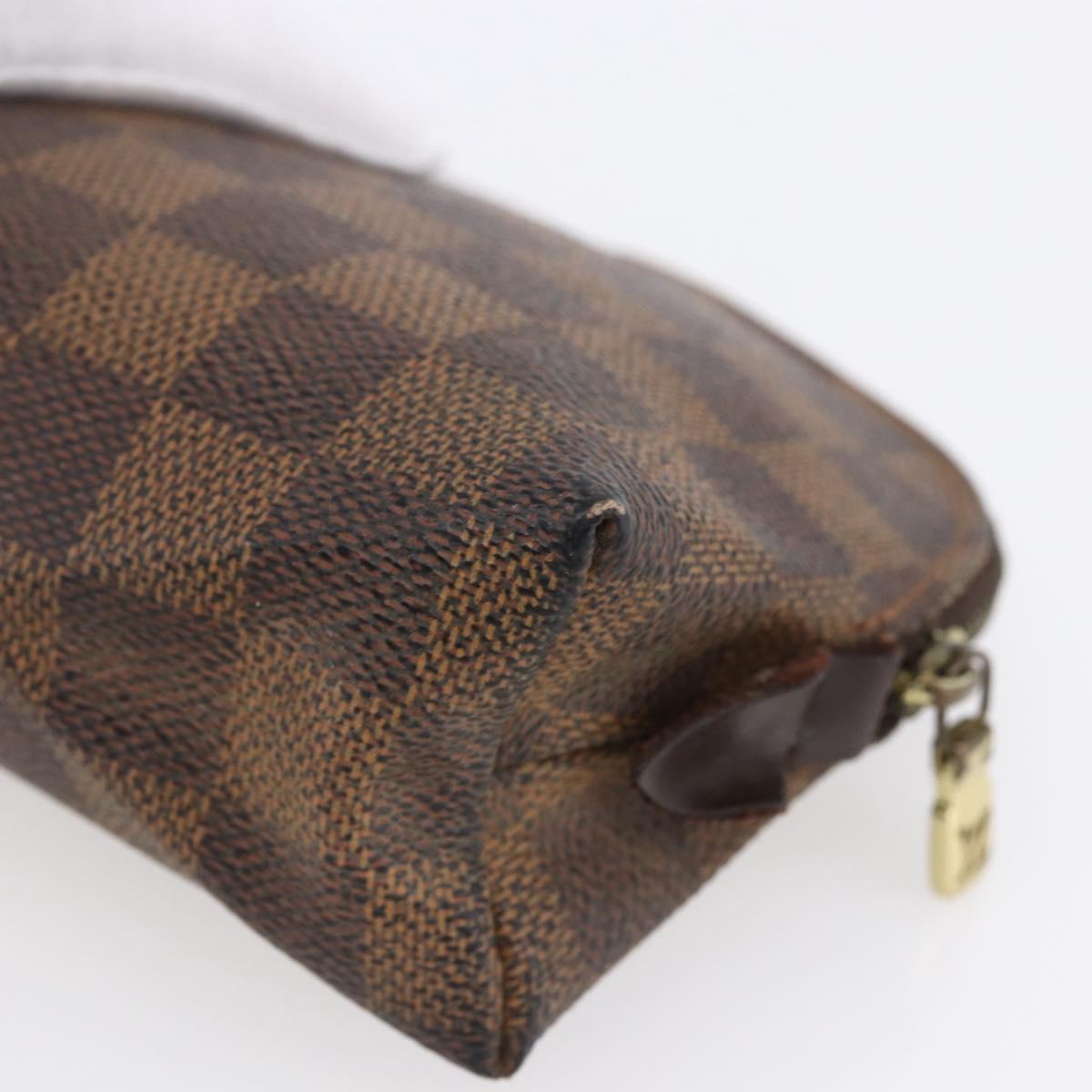 LOUIS VUITTON Damier Ebene Pochette Cosmetic PM Pouch N47516 LV Auth 154856