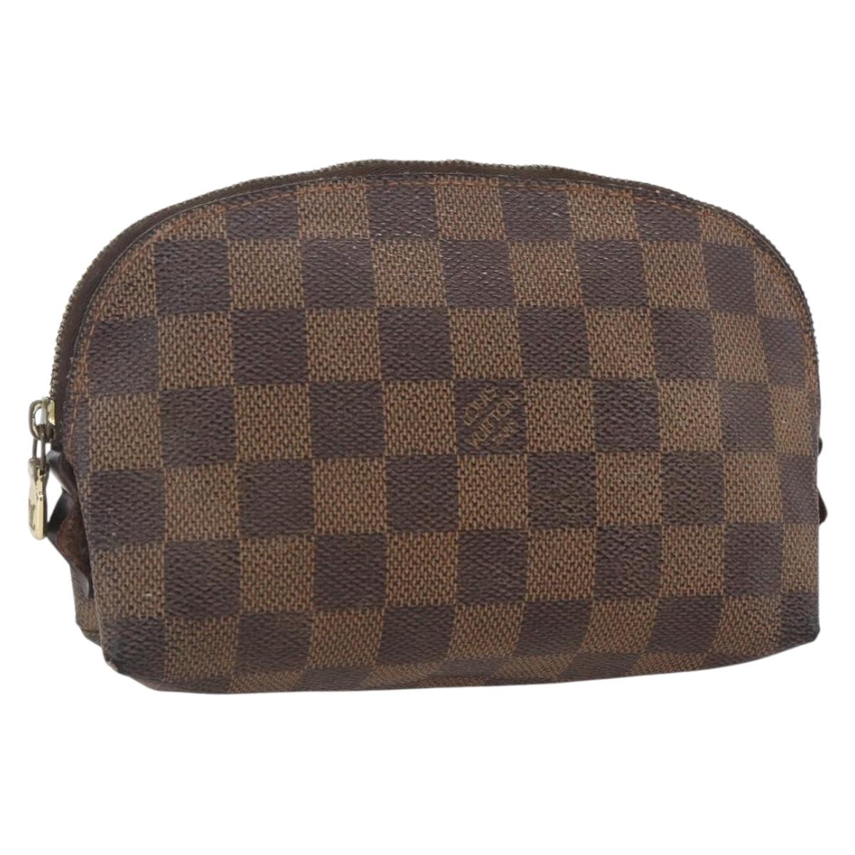 LOUIS VUITTON Damier Ebene Pochette Cosmetic PM Pouch N47516 LV Auth 154856