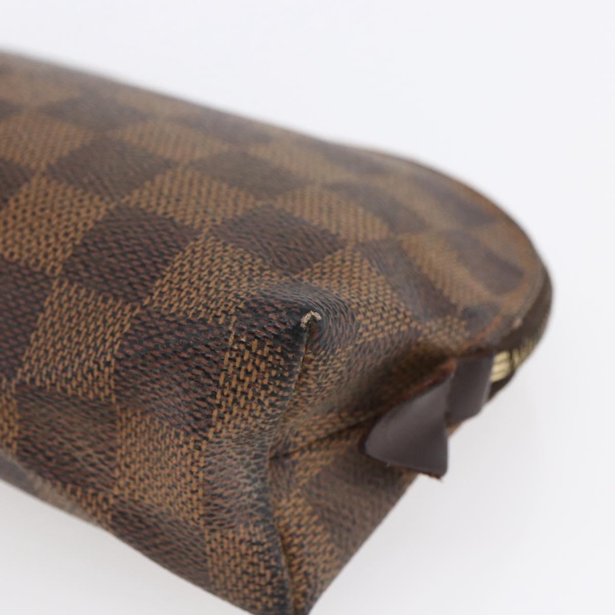 LOUIS VUITTON Damier Ebene Pochette Cosmetic PM Pouch N47516 LV Auth 154856
