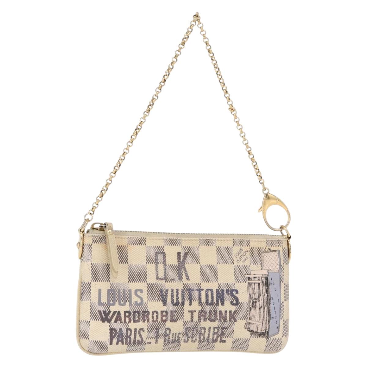 LOUIS VUITTON Damier Azur Pochette Mira MM Accessory Pouch N63090 LV Auth 154861