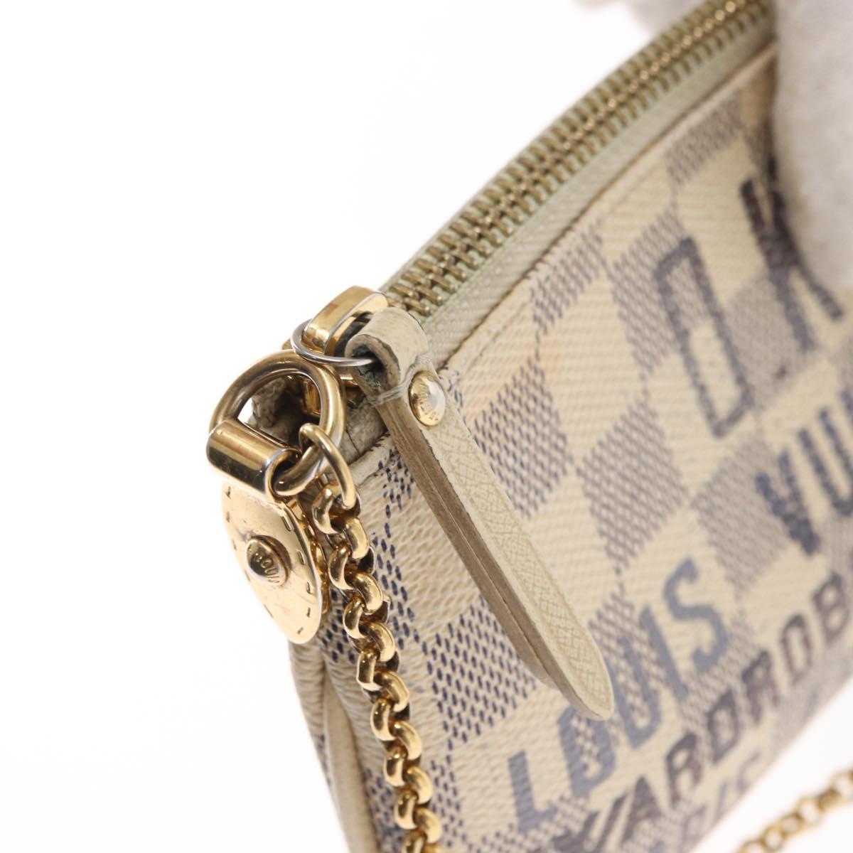 LOUIS VUITTON Damier Azur Pochette Mira MM Accessory Pouch N63090 LV Auth 154861