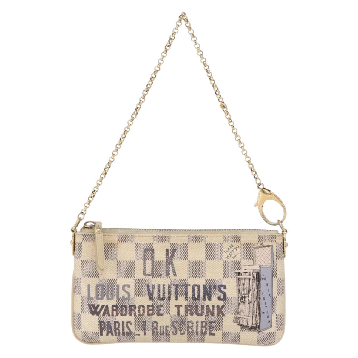 LOUIS VUITTON Damier Azur Pochette Mira MM Accessory Pouch N63090 LV Auth 154861