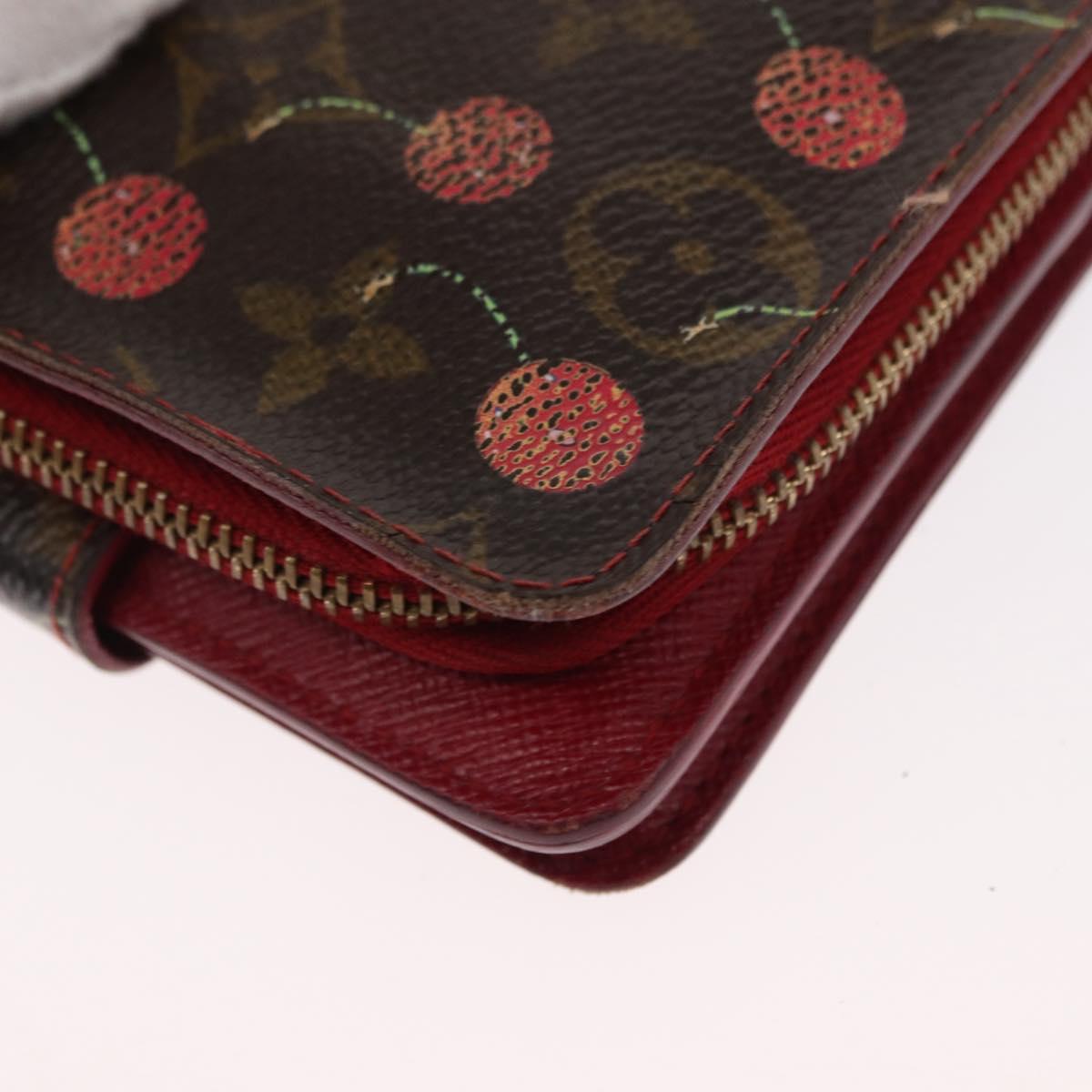 LOUIS VUITTON Monogram Cherry Compact Zip Bifold Wallet M95005 LV Auth 154887