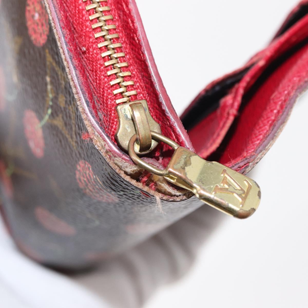 LOUIS VUITTON Monogram Cherry Compact Zip Bifold Wallet M95005 LV Auth 154887
