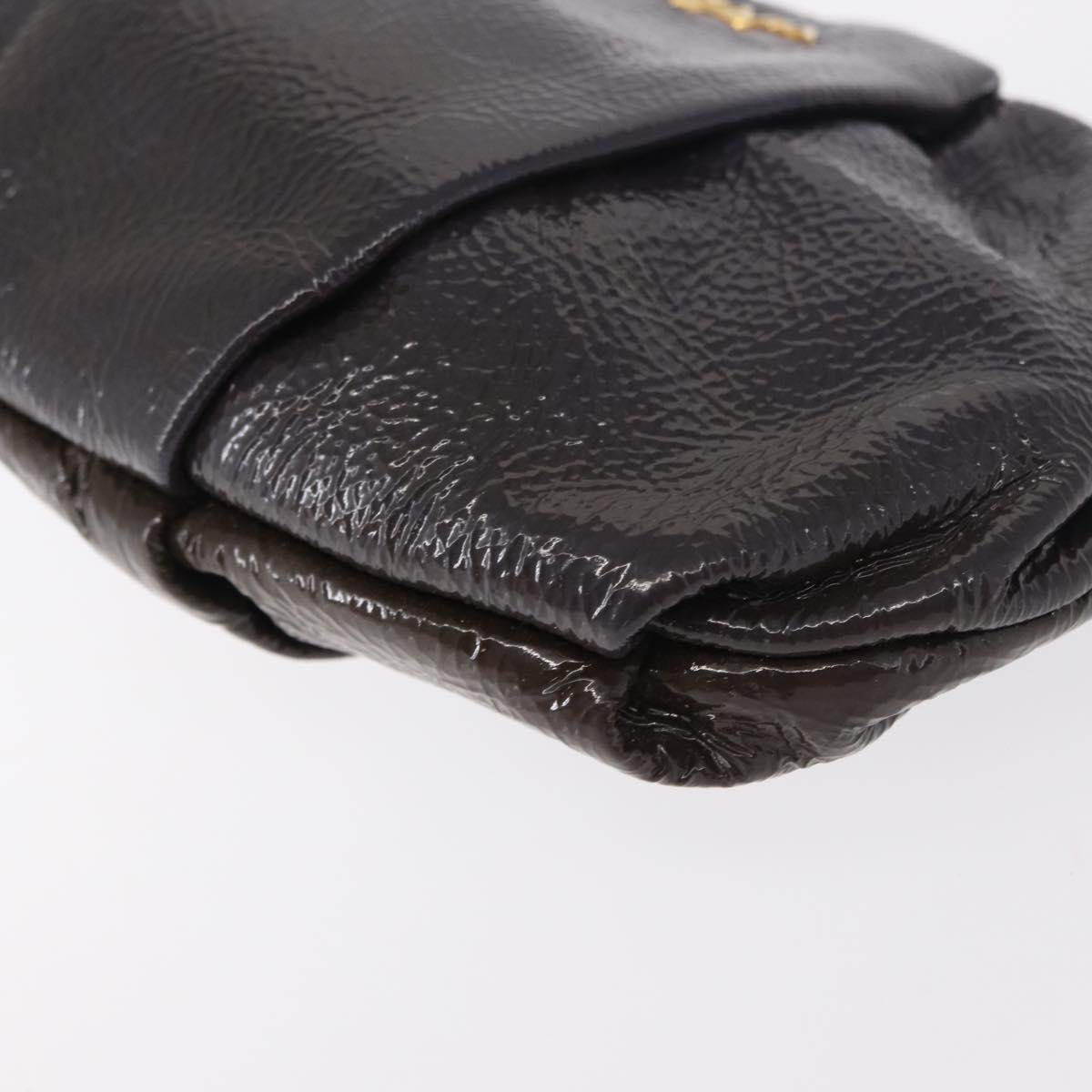 PRADA Pouch Enamel Purple Gold Auth 154899