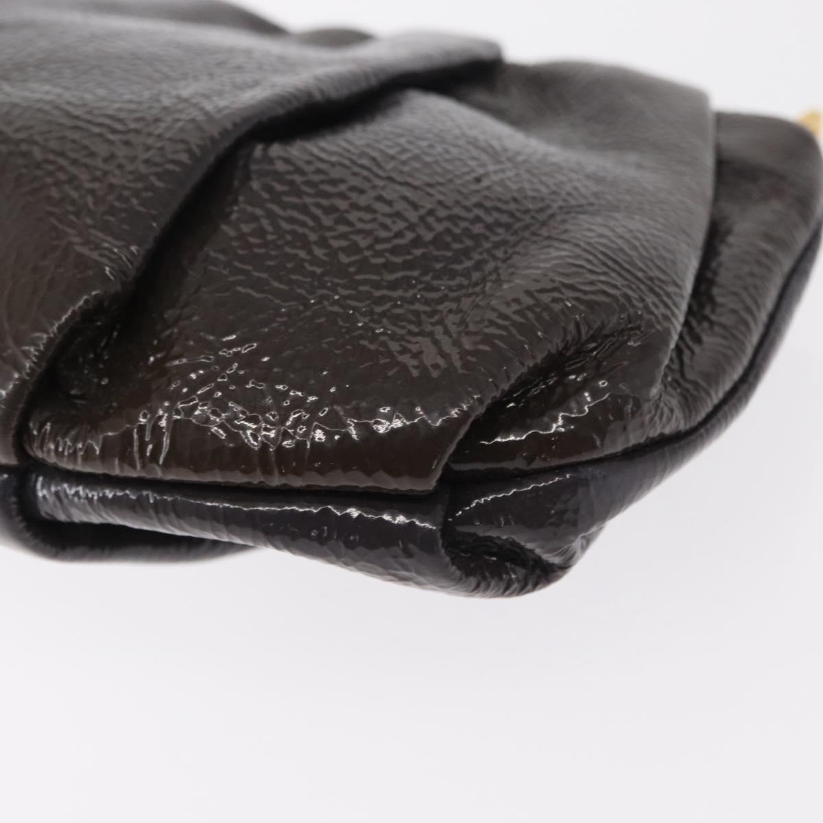 PRADA Pouch Enamel Purple Gold Auth 154899