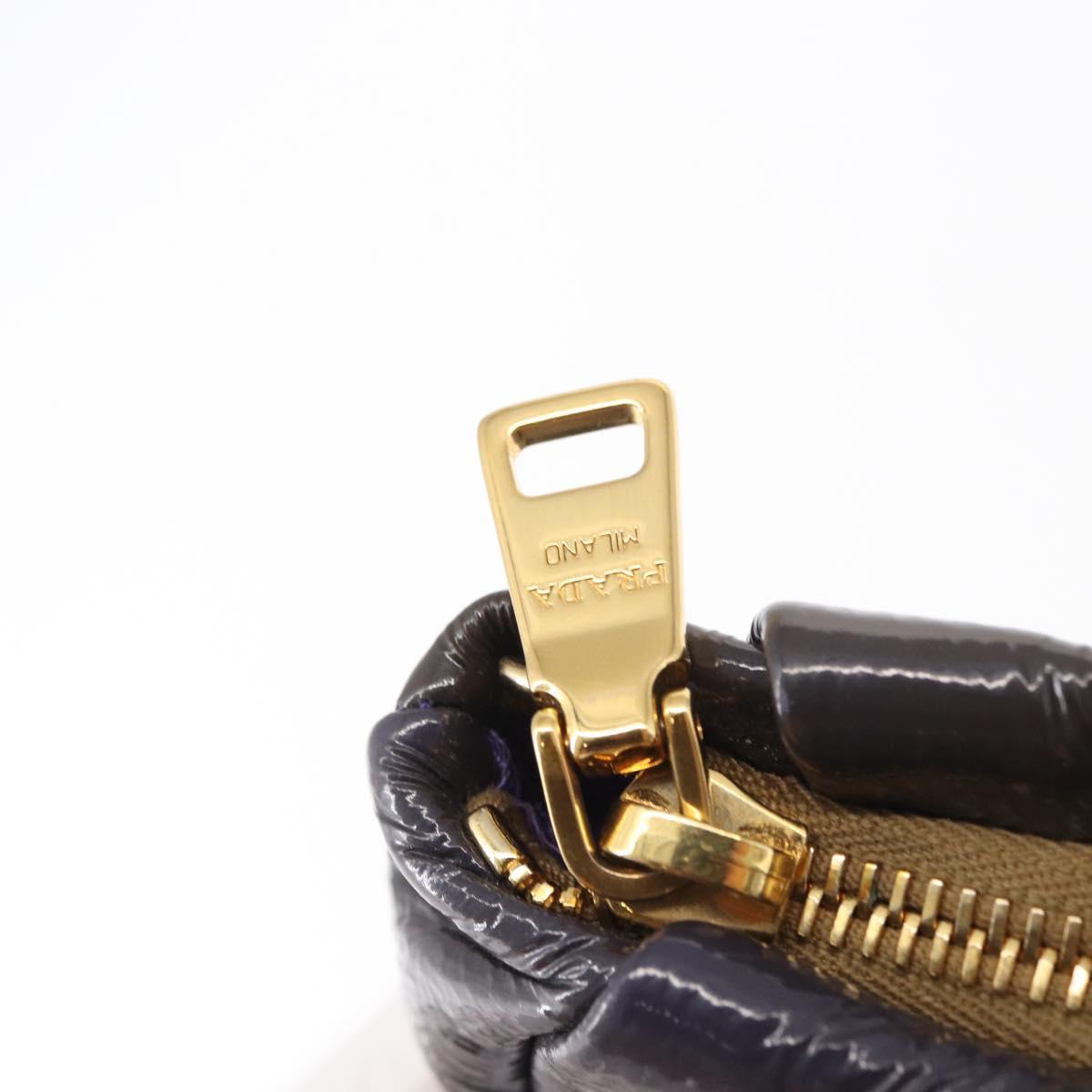 PRADA Pouch Enamel Purple Gold Auth 154899