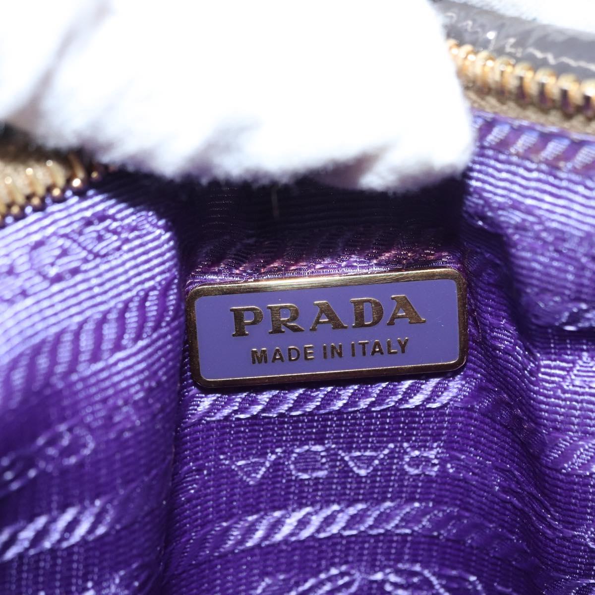 PRADA Pouch Enamel Purple Gold Auth 154899