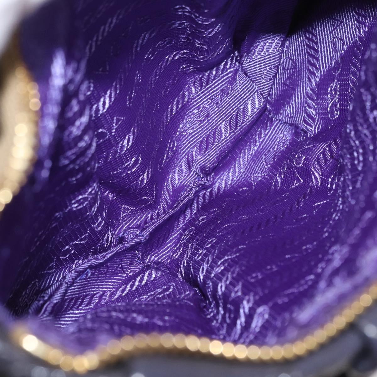 PRADA Pouch Enamel Purple Gold Auth 154899