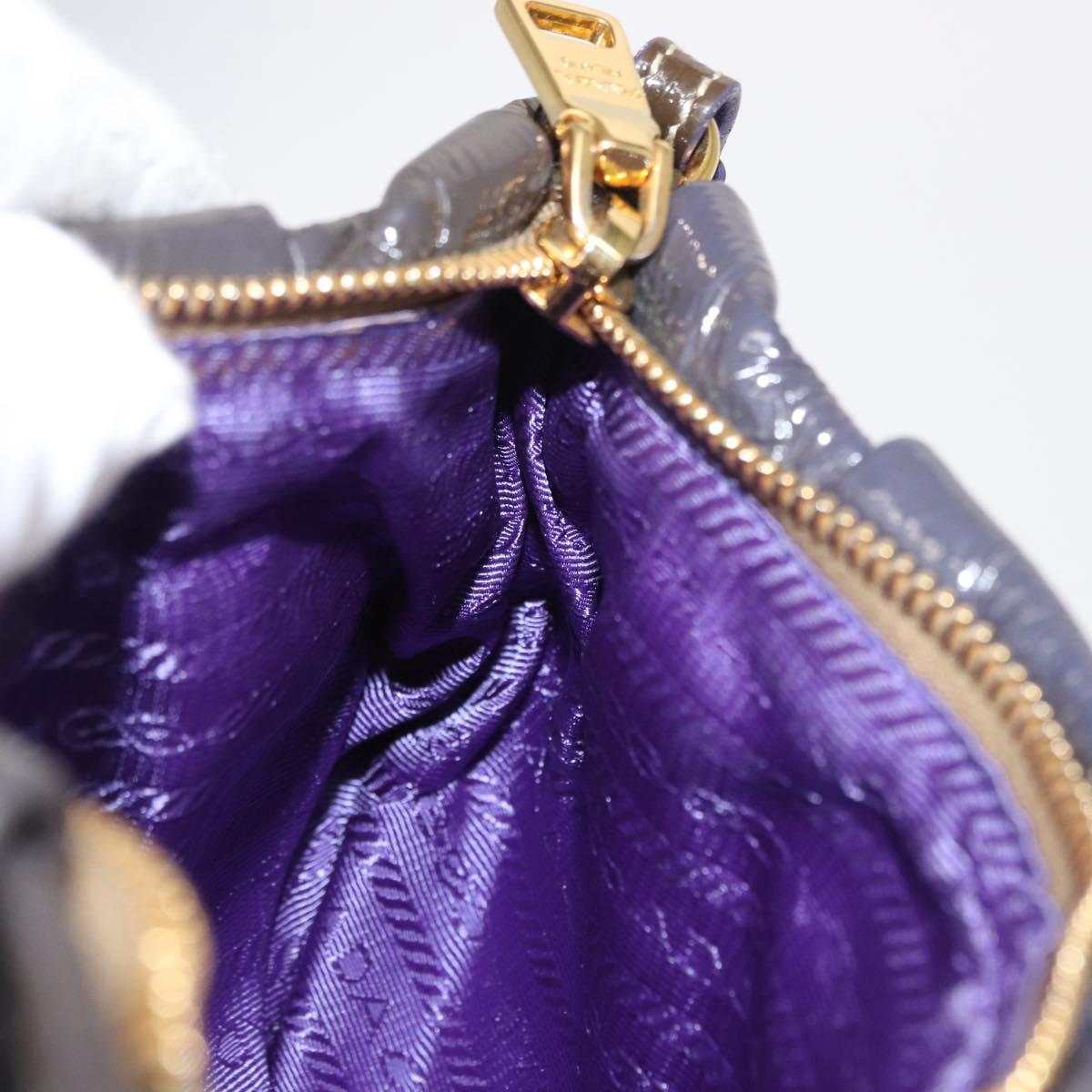 PRADA Pouch Enamel Purple Gold Auth 154899