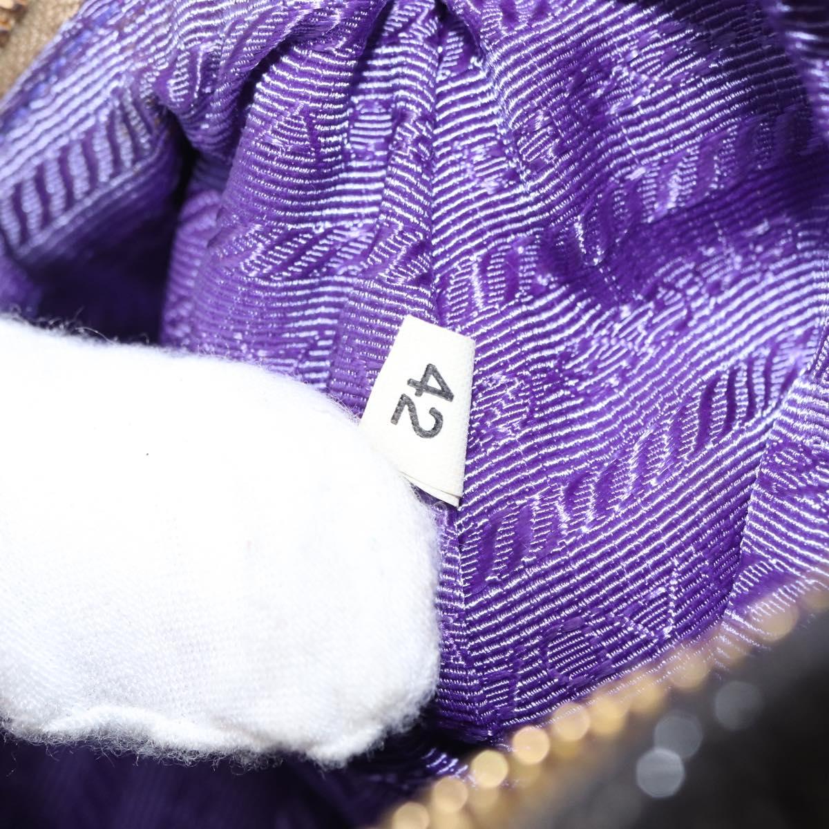 PRADA Pouch Enamel Purple Gold Auth 154899