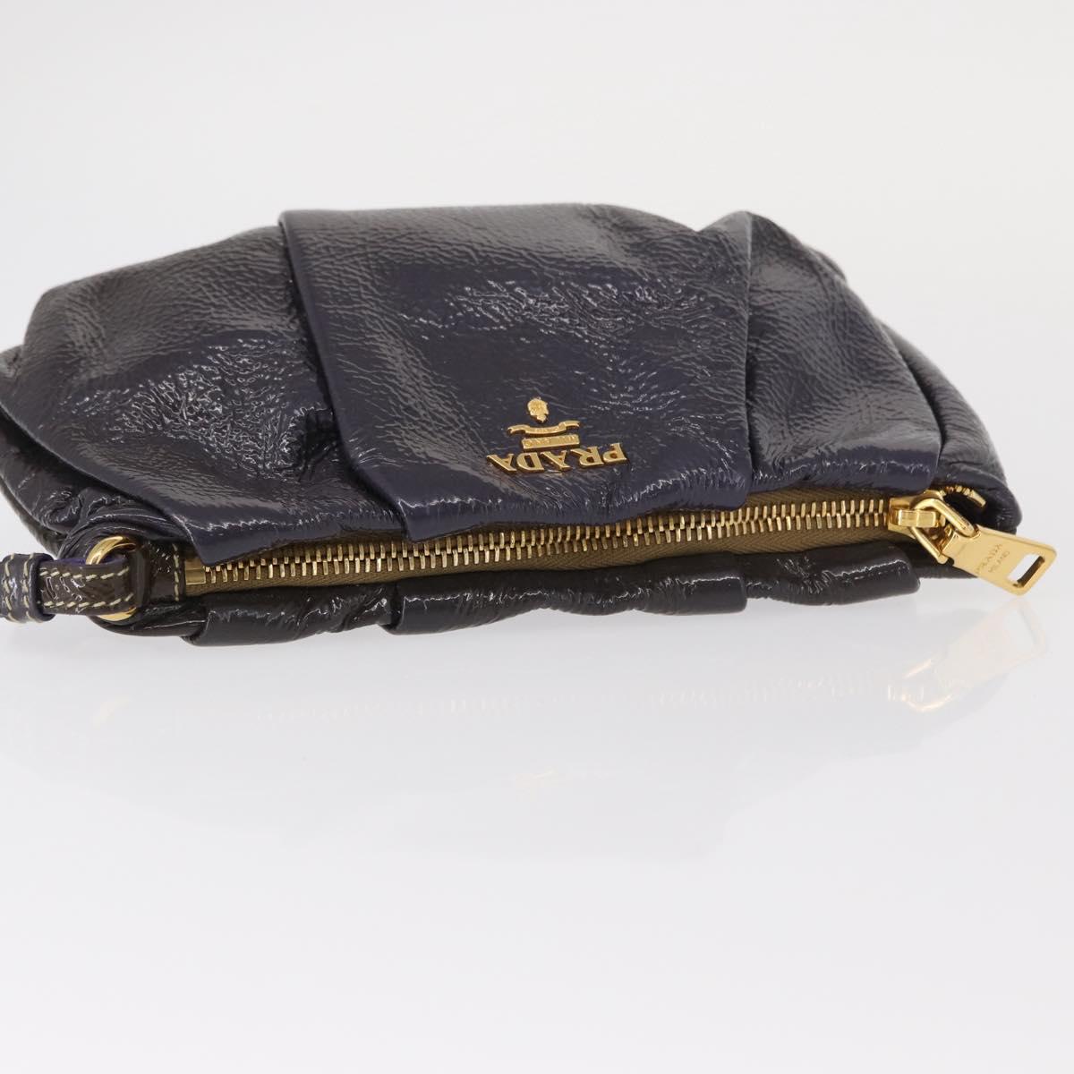 PRADA Pouch Enamel Purple Gold Auth 154899