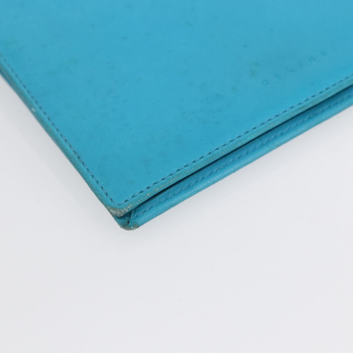 CELINE Shoulder Bag Leather Blue Silver Auth 154900