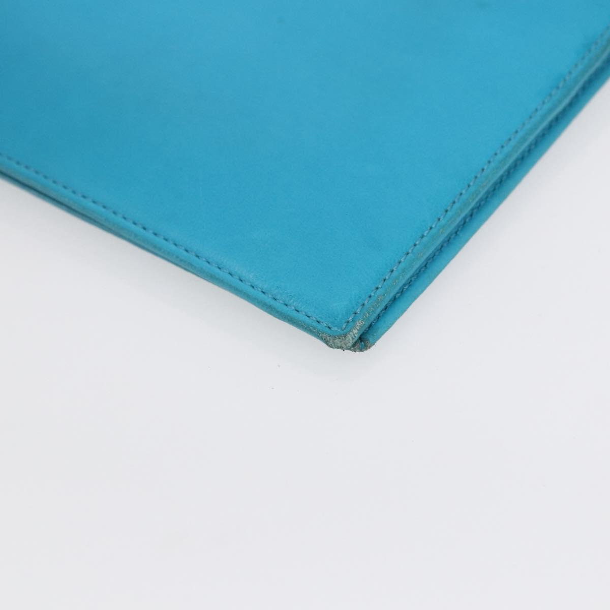 CELINE Shoulder Bag Leather Blue Silver Auth 154900