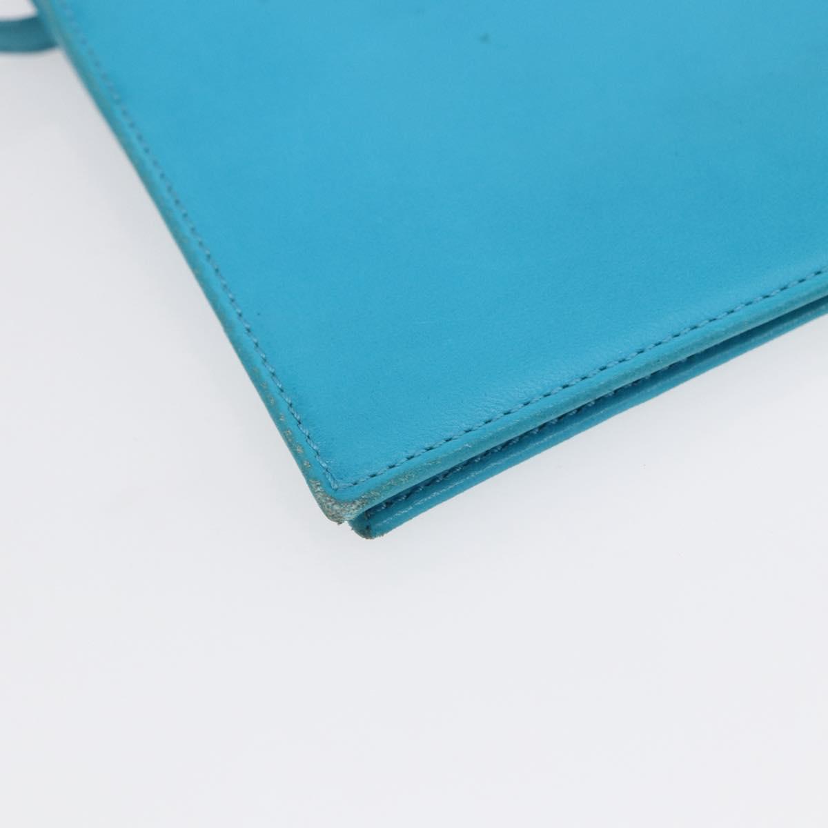 CELINE Shoulder Bag Leather Blue Silver Auth 154900