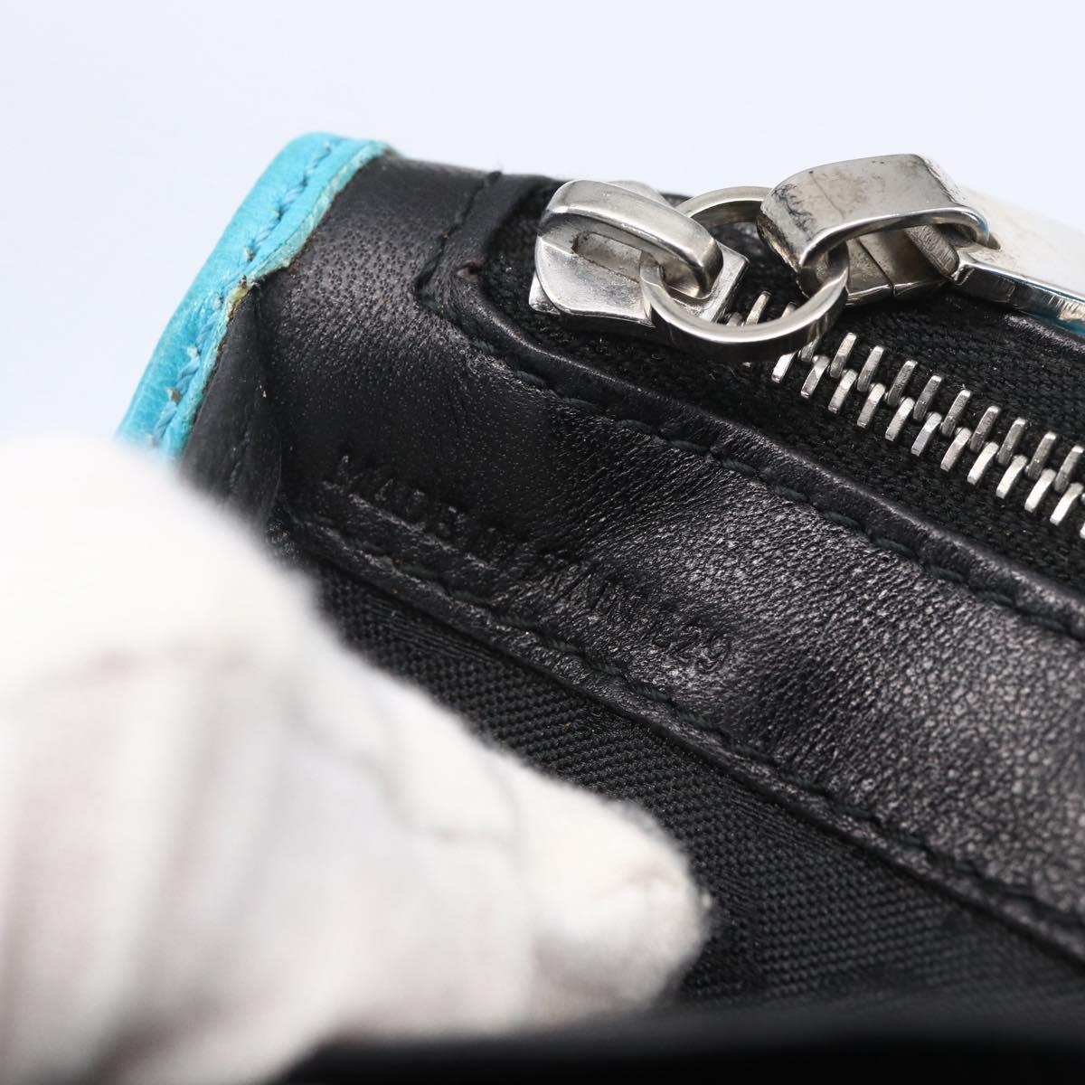 CELINE Shoulder Bag Leather Blue Silver Auth 154900