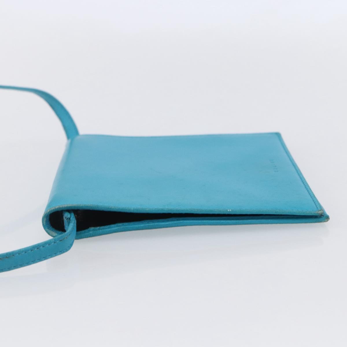 CELINE Shoulder Bag Leather Blue Silver Auth 154900