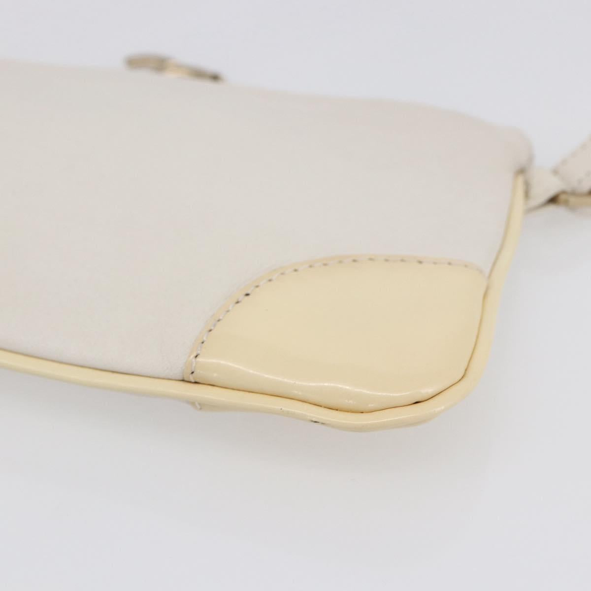 CHANEL Camelia Pouch Leather Ivory Gold CC Auth 154902