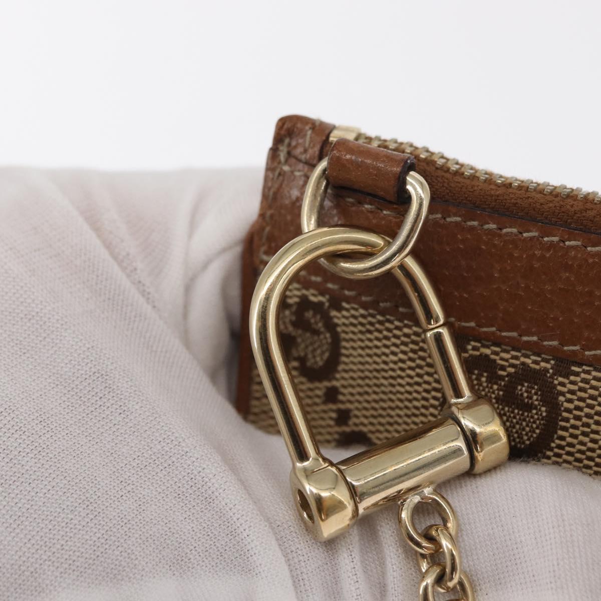 GUCCI GG Canvas Coin Purse Beige Gold 120971 Auth 154904