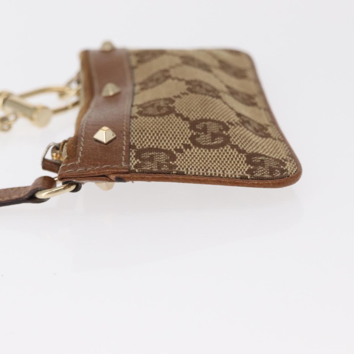 GUCCI GG Canvas Coin Purse Beige Gold 120971 Auth 154904