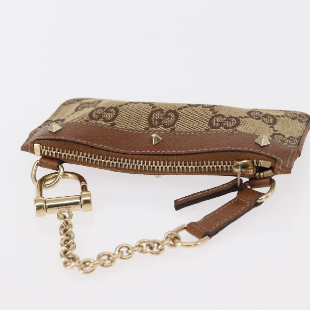 GUCCI GG Canvas Coin Purse Beige Gold 120971 Auth 154904