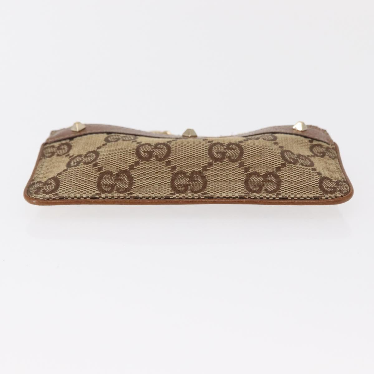 GUCCI GG Canvas Coin Purse Beige Gold 120971 Auth 154904