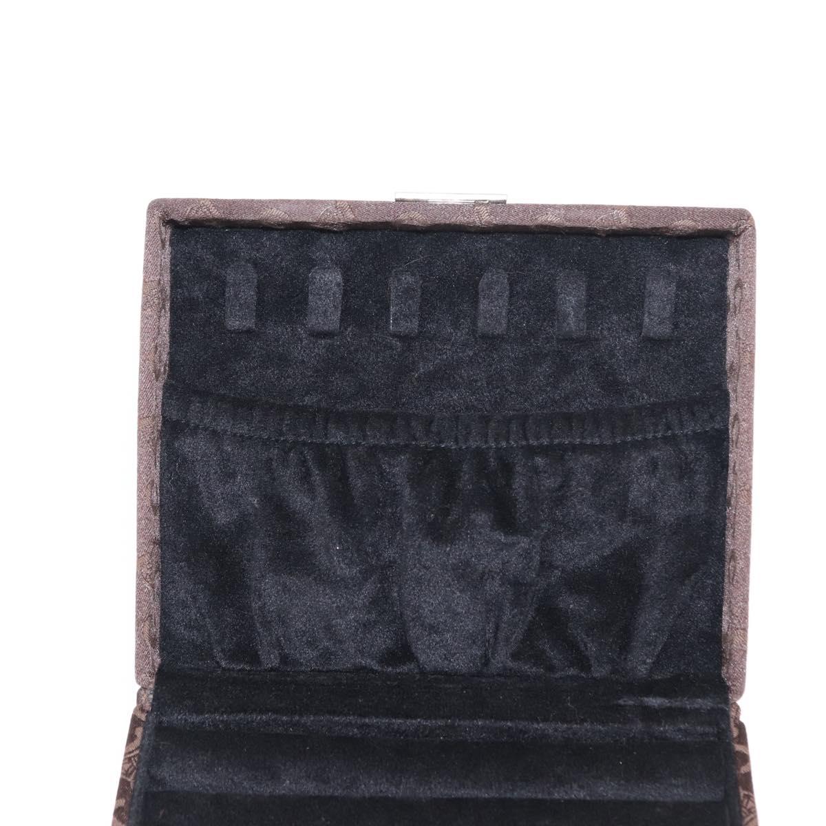 CELINE C Macadam Canvas Jewelry Box Brown Silver Auth 154905V