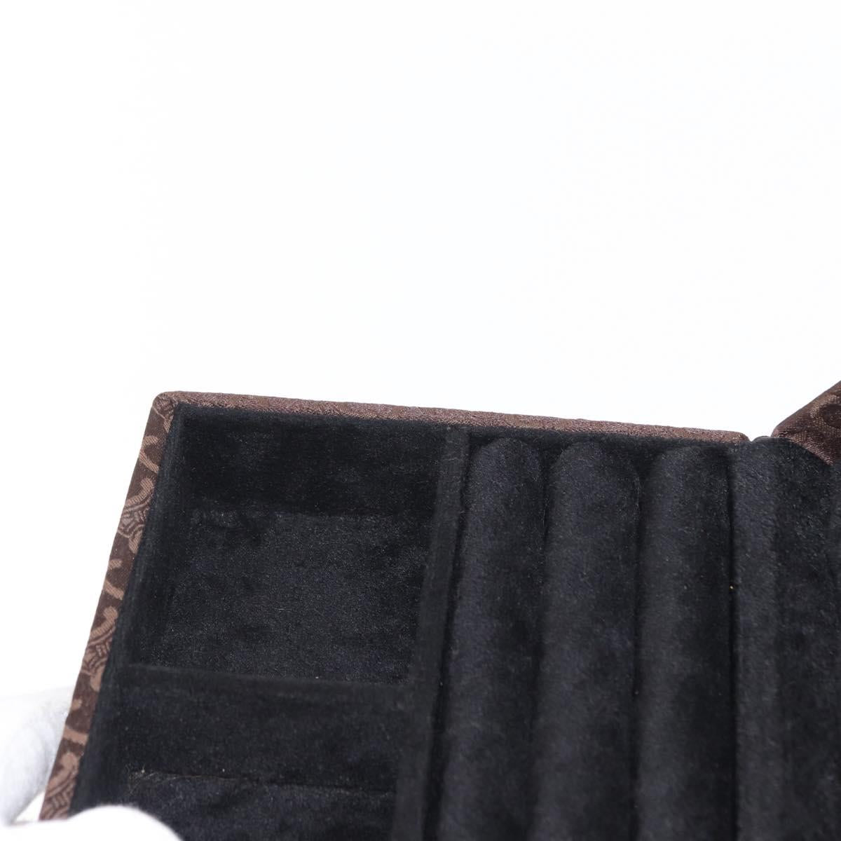 CELINE C Macadam Canvas Jewelry Box Brown Silver Auth 154905V