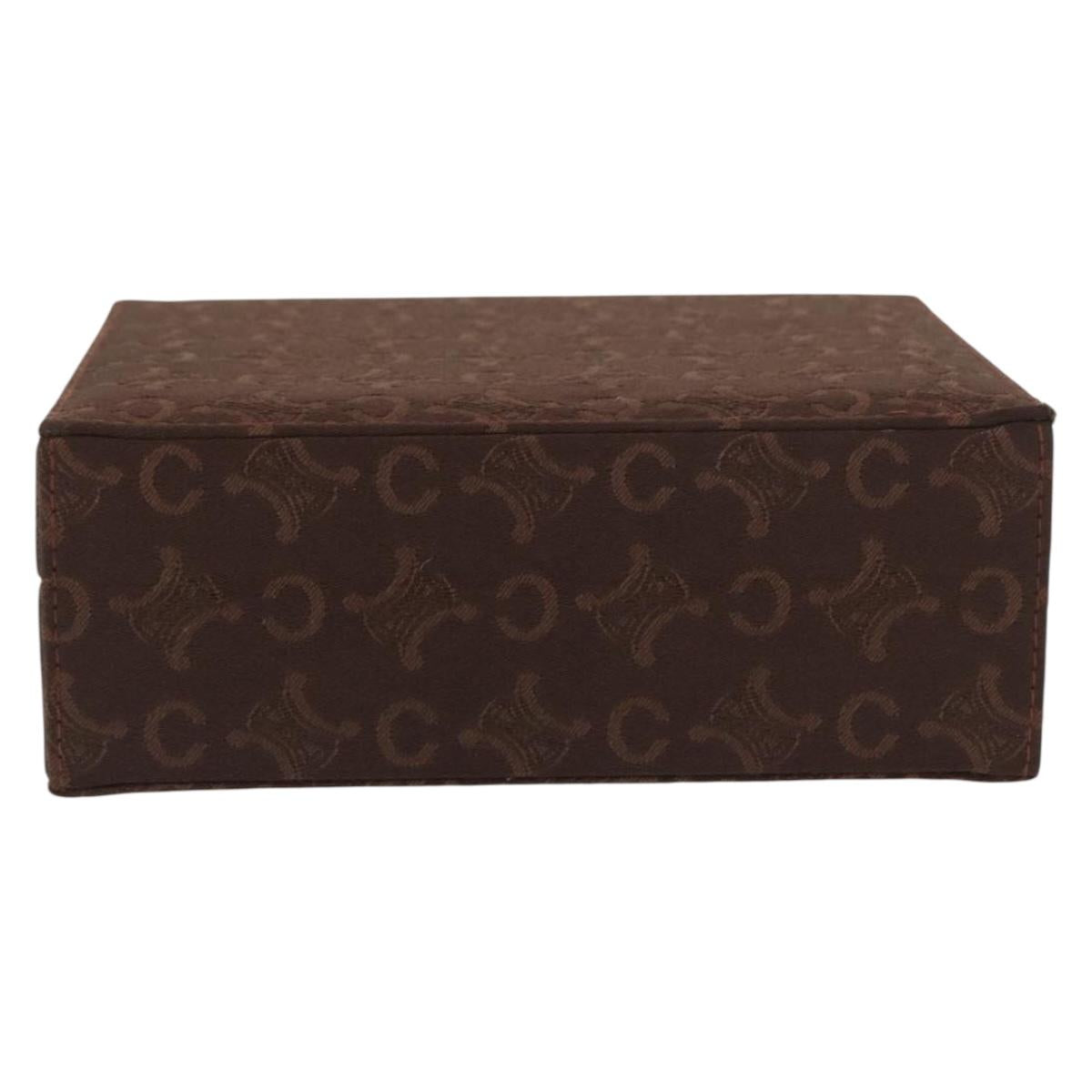 CELINE C Macadam Canvas Jewelry Box Brown Silver Auth 154905V