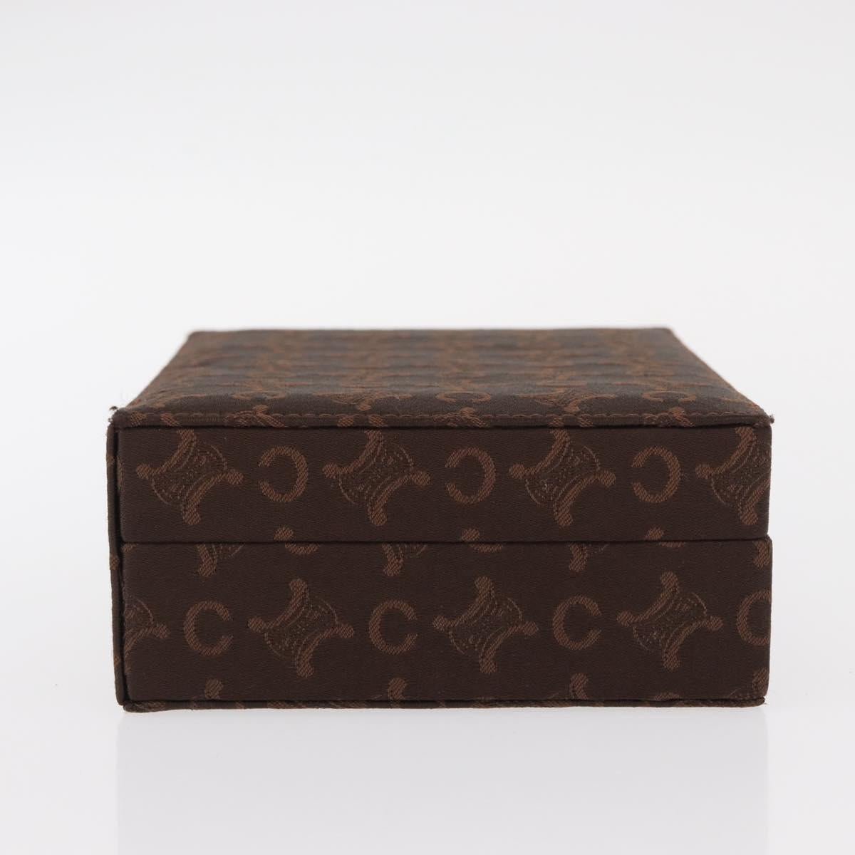 CELINE C Macadam Canvas Jewelry Box Brown Silver Auth 154905V