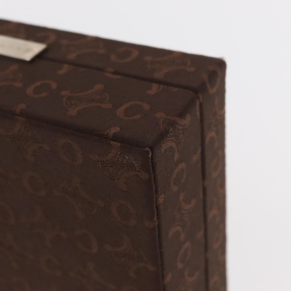 CELINE C Macadam Canvas Jewelry Box Brown Silver Auth 154905V