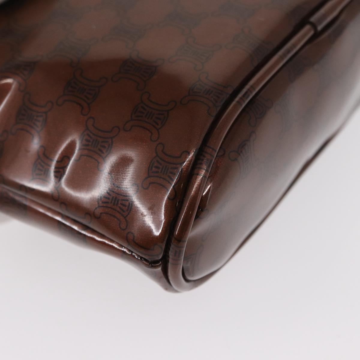 CELINE Macadam Canvas Hand Bag PVC Brown Black Auth 154907