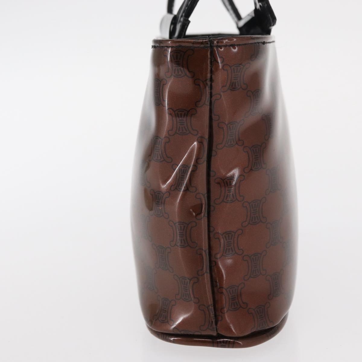 CELINE Macadam Canvas Hand Bag PVC Brown Black Auth 154907