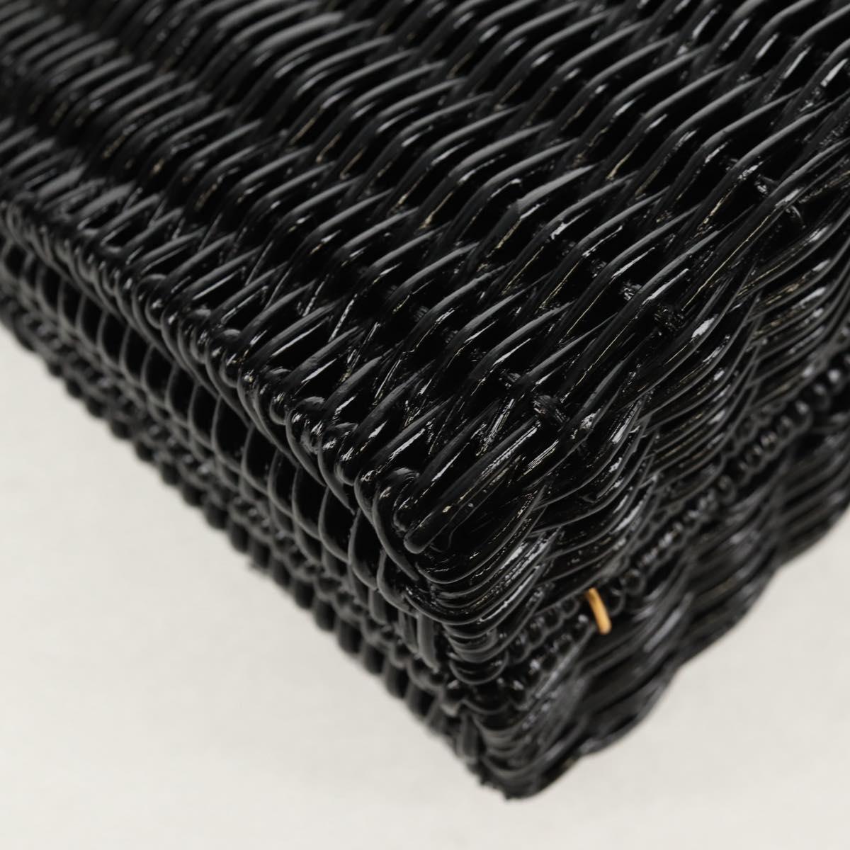 Salvatore Ferragamo Chain Gancini Shoulder Bag Rattan Black Gold Auth 154910V