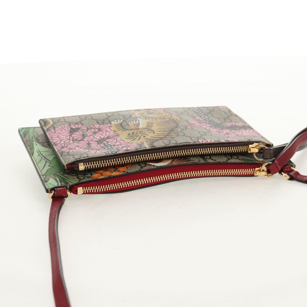 GUCCI GG Supreme Bengal Tiger Flower Bag PVC Beige Gold 454111 Auth 154913SAM