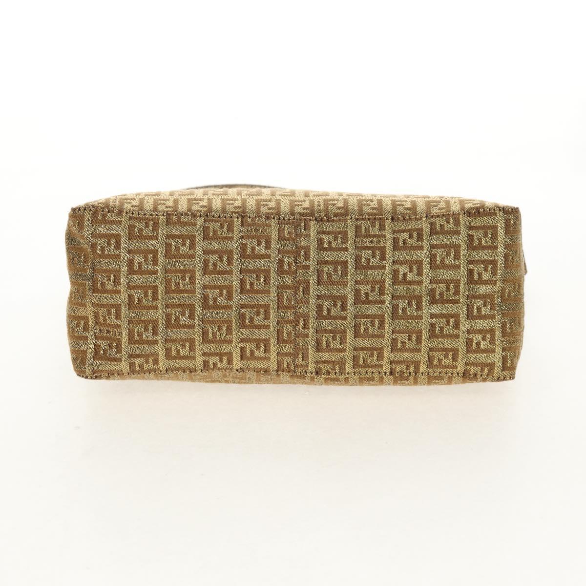 FENDI Zucchino Canvas Shoulder Bag Gold Auth 154915SAM
