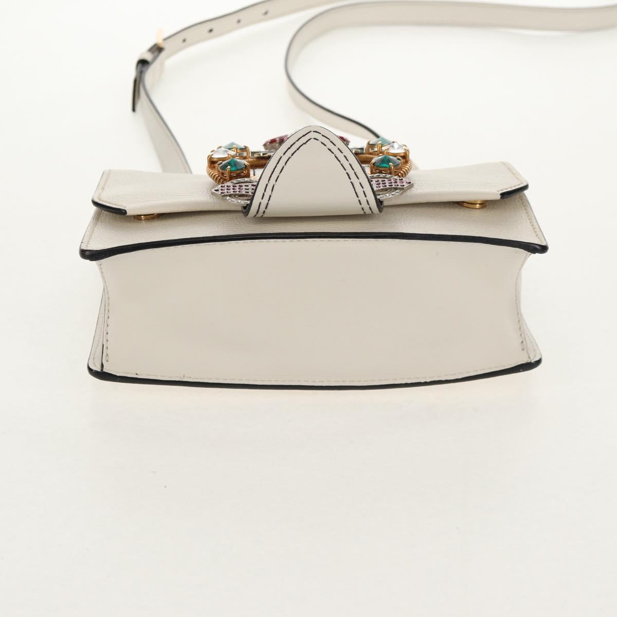 Miu Miu Mew Lady Shoulder Bag Leather White Gold Auth 154916V