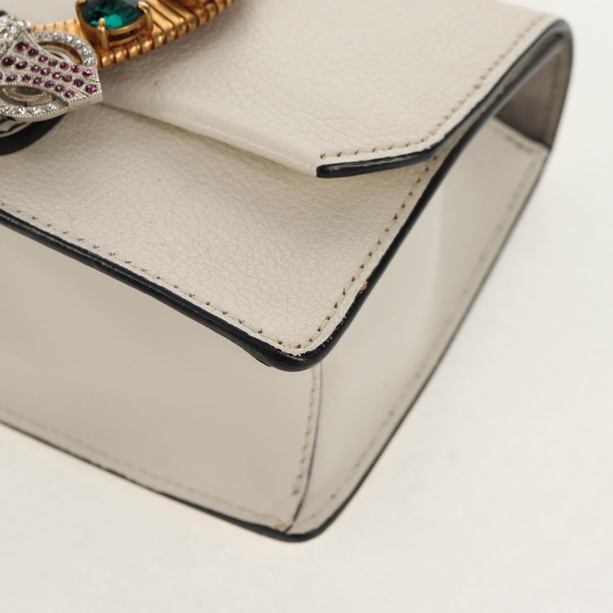 Miu Miu Mew Lady Shoulder Bag Leather White Gold Auth 154916V